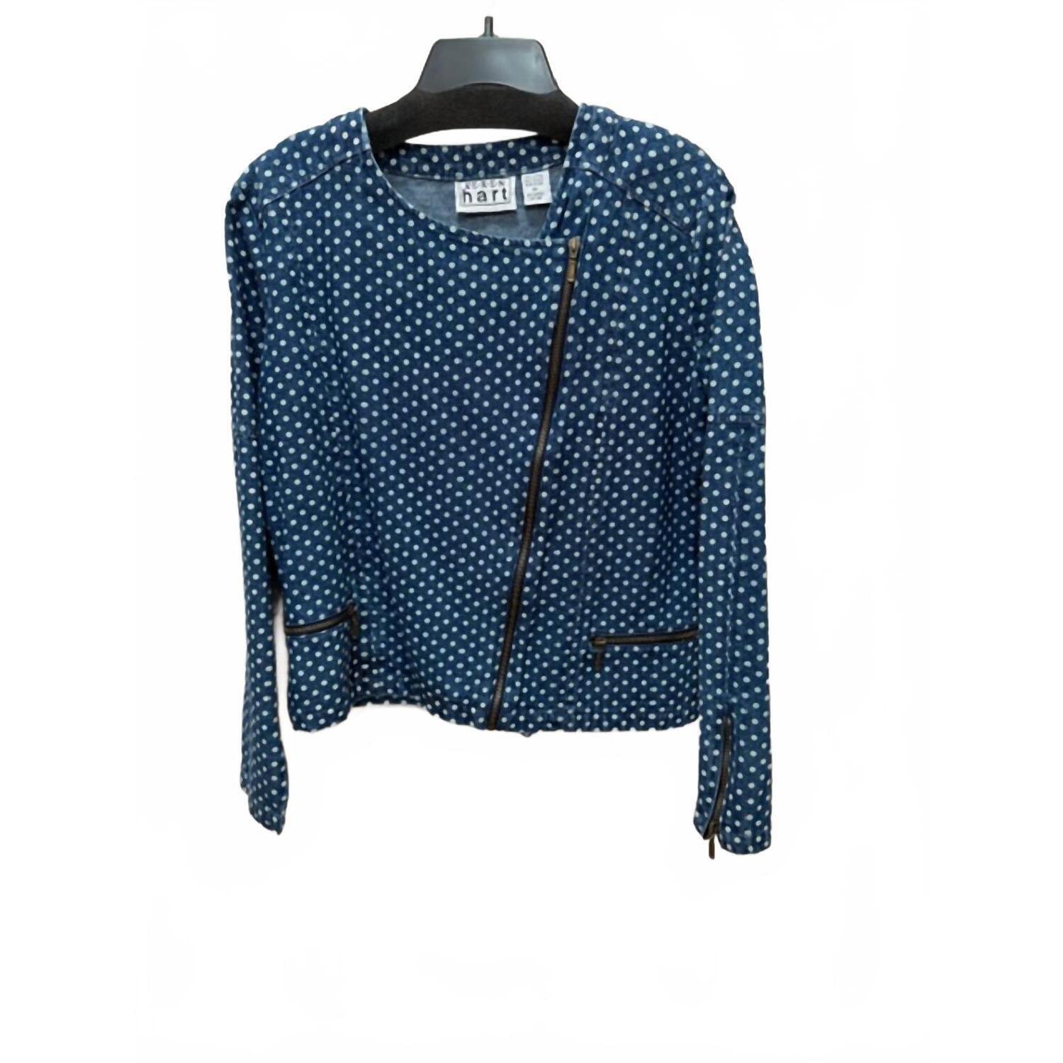 New Keren Hart Women's Polka Dot Jacket In Denim And White